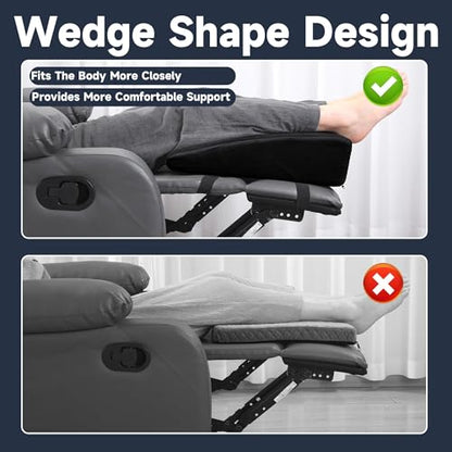 MABOZOO Wedge Recliner Leg Pillow, Foam Extra Large Foot Rest Cushion with Adjustable Straps, Recliner Footrest Extender Leg Elevation Pillow Wedge Pillow for Recliner, Bed, Sofa, Couch (Black) - color: Black