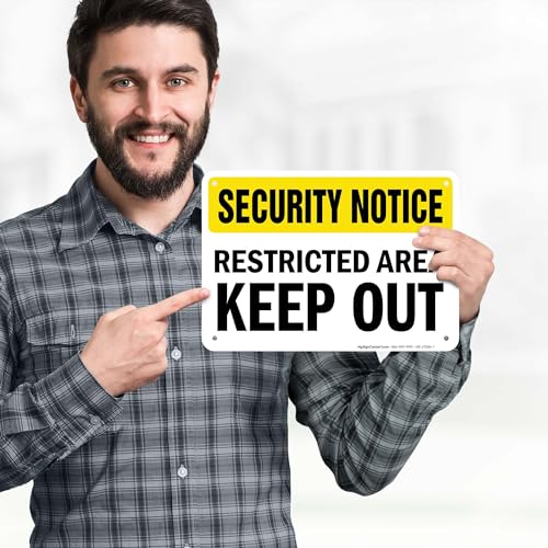 Security Notice Restricted Area Keep Out Sign, 10x7 Inches, Rust Free .040 Aluminum, Fade Resistant, Made in USA by My Sign Center - size: 7x10 Aluminum