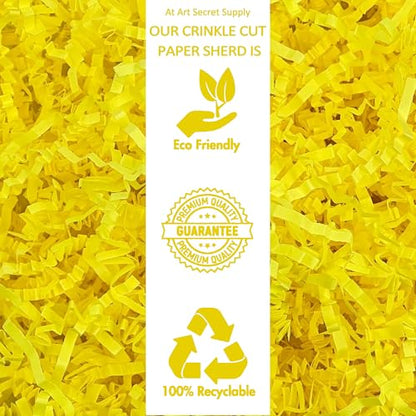 Art Secret Crinkle Cut Paper Shred Filler for Packing and Filling Gift Baskets - 2 LB (Yellow) - color: Yellow