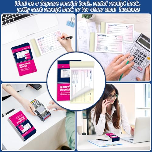 20 Packs Money and Rent Receipt Book, 3-11/32" x 5-5/8" Rent Receipt Books, 2 Part Carbonless for Small Business, Receipt Pad with Consecutive Numbering & Wraparound Cover, 40 Sets per Book - size: 3-11/32" x 5-5/8"-20 PCS, style: Rent Receipt Book Style