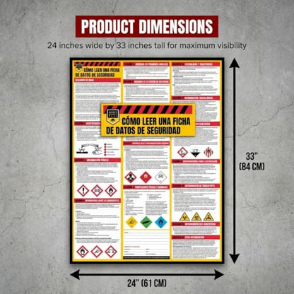Performore Spanish SDS Safety Poster 24x33 Workplace Hazard Communication Sign UV Coated Paper OSHA Compliance Reference Wall Chart