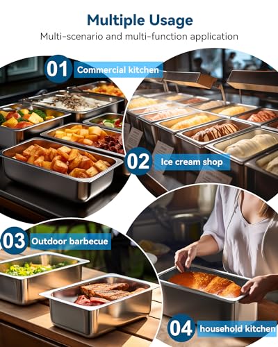 ZeroPone 6 Pack Hotel Pans 1/3 Size 6" Deep Stainless Steel Steam Table Pan - color: 6 INCH, size: 1/3 SIZE