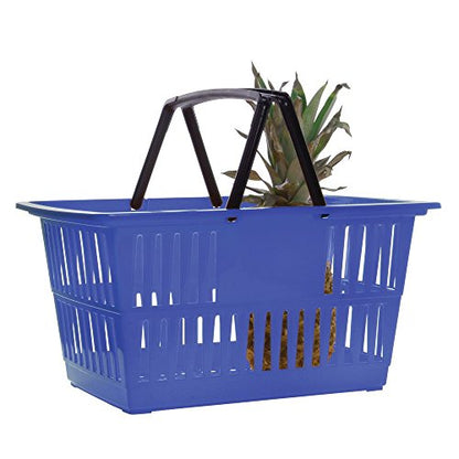 HUBERT Plastic Shopping Basket Blue - 18 1/4"L x 13 1/4"W x 9 1/8"D
