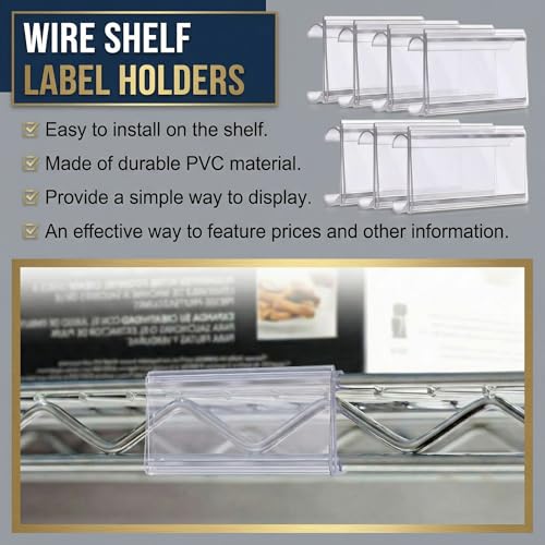 Kathfly 100 Pcs Plastic Wire Shelf Label Holder Clips Compatible with Metro
