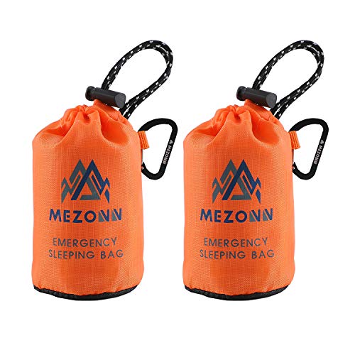 Emergency Sleeping Bag Survival Bivy Sack Use as Emergency Blanket Lightweight Survival Gear for Outdoor Hiking Camping Keep Warm After Earthquakes, Hurricanes and Other disasters - color: Orange-2P