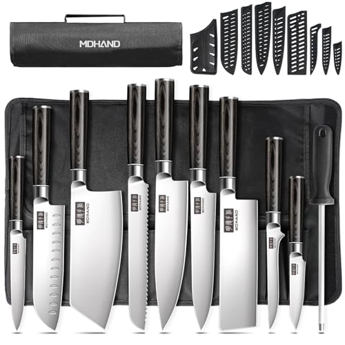 MDHAND Chef Knife Set with Roll Bag, Ultra Sharp Japanese Kitchen Knife Set - size: 10PCS Chef Knife Set