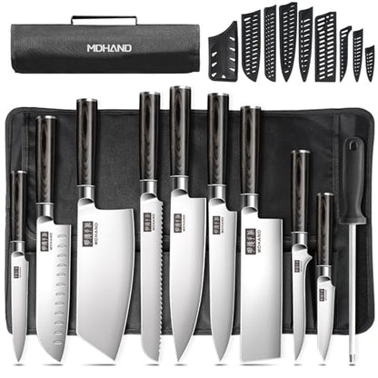 MDHAND Chef Knife Set with Roll Bag, Ultra Sharp Japanese Kitchen Knife Set - size: 10PCS Chef Knife Set