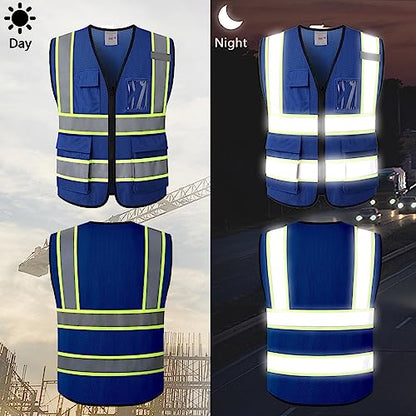 Hi Vis Reflective Safety Vest for Men Women,Meets ANSI/ISEA - color: Blue, size: XX-Large