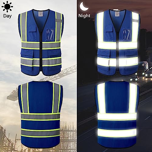 Hi Vis Reflective Safety Vest for Men Women,Meets ANSI/ISEA - color: Blue, size: X-Large