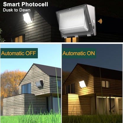 4Pack 200W LED Wall Pack Lights, 100-277v Dusk to Dawn with Photocell, 30000Lm 5000K Daylight IP65 Waterproof Outdoor Security Lighting, Energy Saving, ETL | 5-Year Warranty(Height:20~30ft) - size: 200W