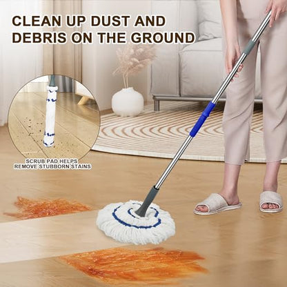 Self Wringing Mop Easy Squeeze Cleaning Twist Mop,White - color: White