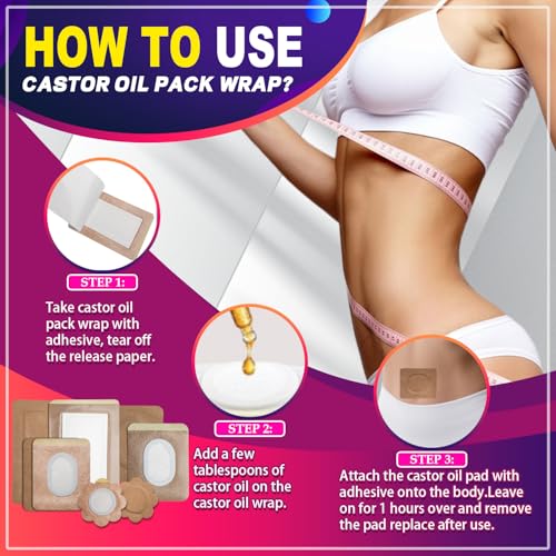 Castor Oil Pack Wrap Patch - Organic Cotton Castor Oil Belly Button Pad, Disposable Self-Adhesive Abdominal Pads, Portable Anti Leakage High Absorbent Patch for Multi-Area Use 30 Pcs - size: 1 Count (Pack of 30)
