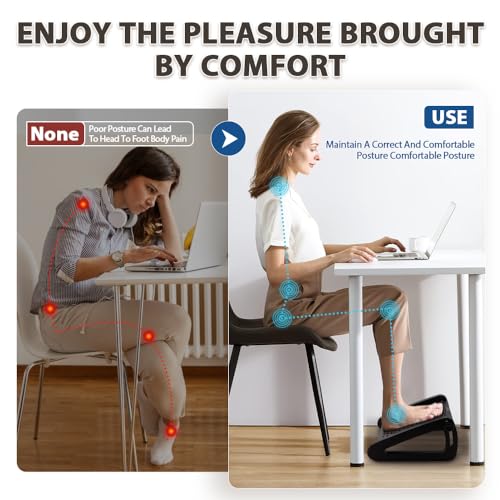 CasaZenith Foot Rest, Six Heights Adjustable Foot Rest Under Desk at Work - color: Black