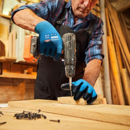 KAYGO Safety Work Gloves, PU Coated, 2-Finger Touchscreen, KG11P - color: Blue (Touch Screen), size: X-Large