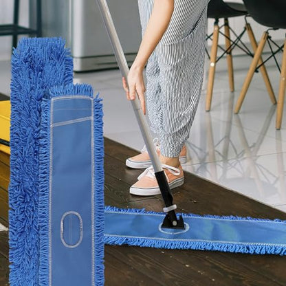 60 Inch Commercial Dust Mop Head: Replacement Medium Washable Industrial Mop Head Sweeper and Janitorial Replacement Blue - color: Blue - 60 Inch - 1 Pack - Scrubby