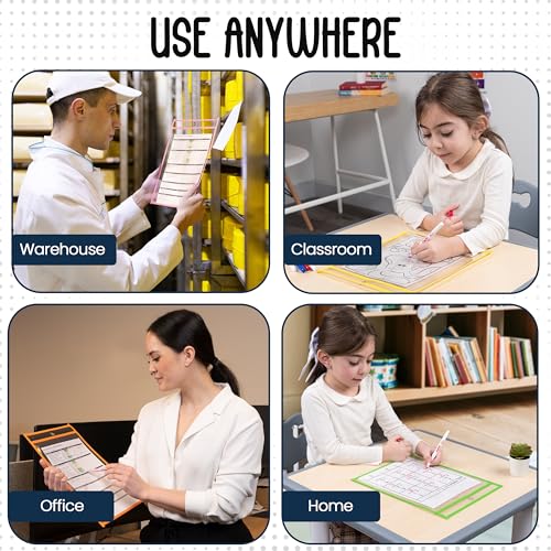 Essex Wares - 6 Pack, Pastel Colors Dry Erase Pockets, 10" W x 13.5" T - color: Pastel Colors