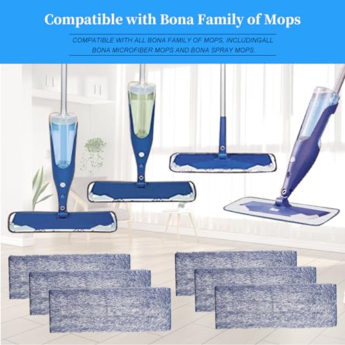 6Pack Microfiber Dusting Pad Replacement for Bona Family of Mops 18.3x6.1in - color: Purple(6pack)