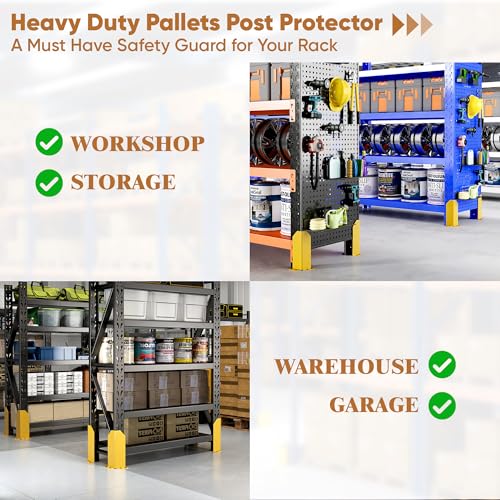 Nisorpa 12" Pallet Rack Post Protectors, 2 Pcs, with 10 Anchor Bolts