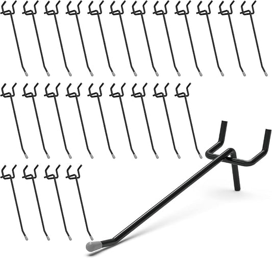 HUHOLE 50 Pack 4 Inch Black Pegboard Hooks Metal Hangers - color: Black, size: 4 Inch