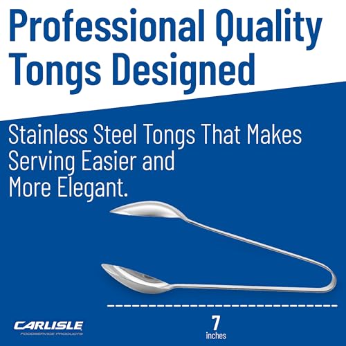 Carlisle FoodService Products Food Tongs for Serving – 60209 Terra Stainless Steel Serving Tongs – Forged Hammered Finish, for Kitchens, Restaurants, Catering, 7in