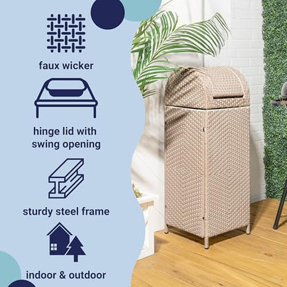 happimess Darla 24 Gal Outdoor Trash Can Swing Top, Light Pink/White - color: Light Pink/White, size: 24 Gallons