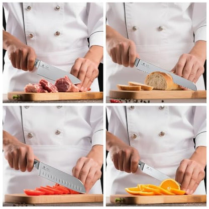 imarku G14 Japanese Kitchen Knife Set, Stainless Steel with Block, 14pc - color: Gray, size: 14 Pcs