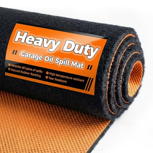 Heavy-Duty Garage Floor Mat, 1/4" Thick Absorbent Oil Spill Mat, 22' x 8' - color: Black, size: 22' x 8'
