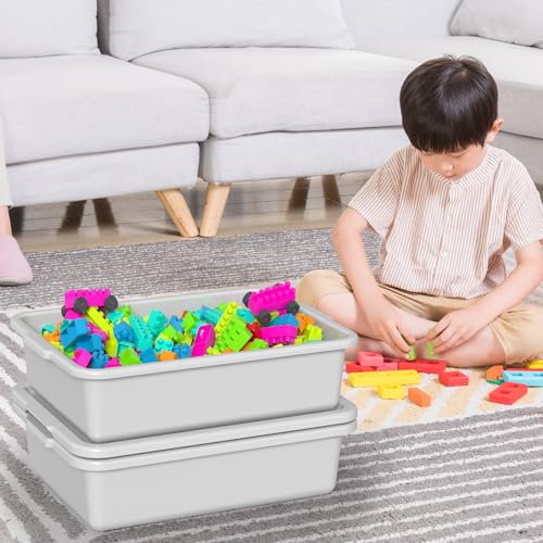 13 L Commercial Bus Tub with Lid, Plastic Bus Tote Box, 12-Pack - size: 13 L