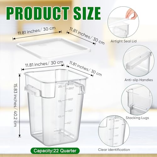 FoldTier 2 Pcs Square Food Storage Containers, White, 22 Qt - color: White, size: 22 Qt