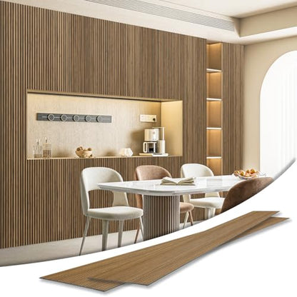 Art3d Fine Bar Design Slim Slat Wall Panel, 104 x 12 Inch, 4-Pack, Rosewood - color: Fine Bar Rosewood