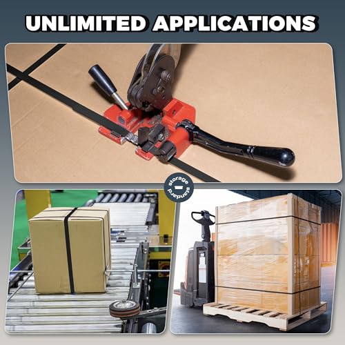 PP Strapping Banding Roll - 1000ft x ½’’ Standard PP Strappings Roll - Banding & Pallet Strap Kit - 400lb Break Strength - Includes Strapping Rolls & Self-Dispensing Box