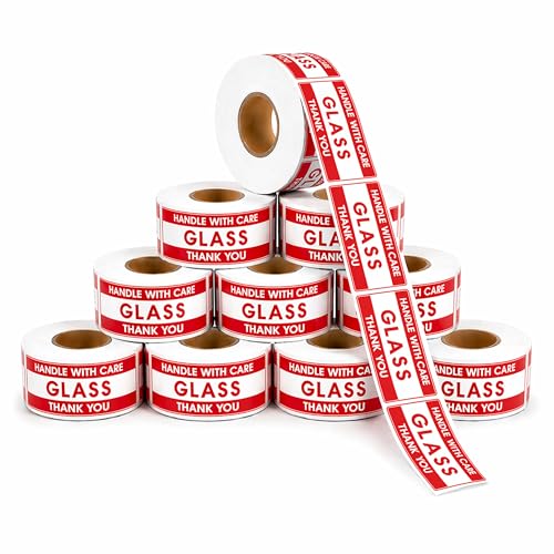 1" X 3" Glass Stickers (10000 Labels, 10 Rolls) - Handle with Care - color: Glass 1" X 3"