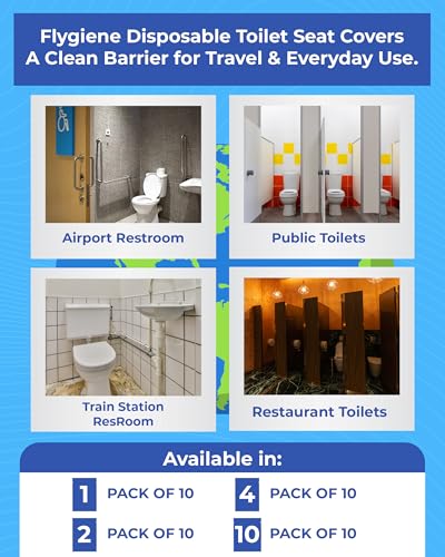 Disposable Toilet Seat Covers for Travel – Waterproof, Tear-Resistant XL Toilet Liners with 2 Layers of Protection – Individually Wrapped Travel Size Toiletries - 100 Count (10 Packs of 10) - size: 100 Count (10 Packs of 10)