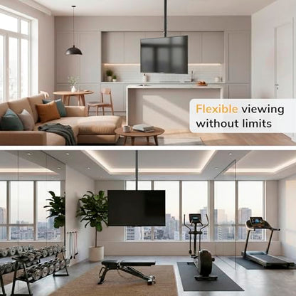 Mount-It! Ceiling TV Mount for 32–86 Inch LCD LED OLED TVs – Hanging Full Motion Swivel, Tilt & Height Adjustable Bracket – 175 lb, VESA 800x450 – Home, Gym, Patio, Restaurant & Commercial Use - size: Medium Single