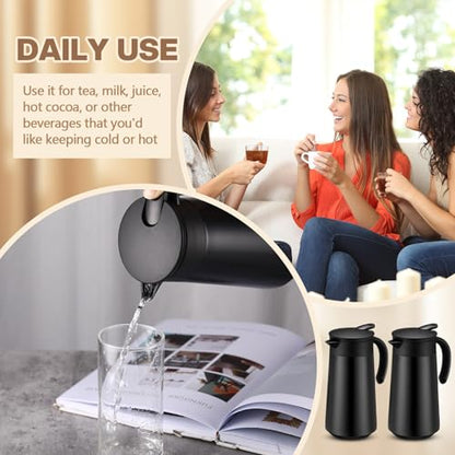 Ziliny 2 Pcs 27oz Thermal Coffee Carafe Stainless Steel Coffee Pot, Black - color: Black
