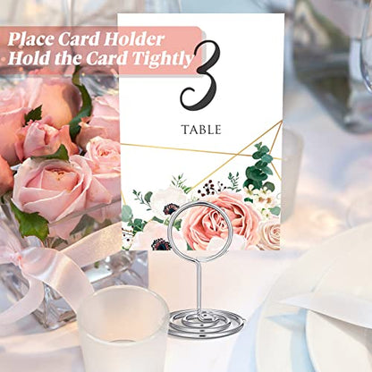 Sherr 60 Pcs Table Number Holder Mini Place Card Holder 2 Inch Table Number Stands Office Memo Holders Name Card Holder Clips Wire Photo Holder Sign for Wedding Menu Picture(Silver)