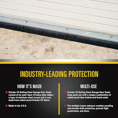 Xcluder X2 Rodent Proof Roll-Up Door Seal Kit, 16' x 2" x 1.625" Pest Control Retainer and Sealer, Suitable for Residential or Commercial Property Use - size: 2.0 in. x 1.625 in.