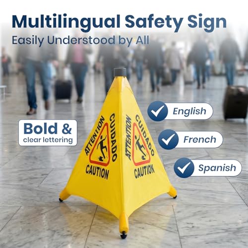2 Pack Caution Wet Floor Signs, 20" Pop Up Slippery When Wet Sign - color: Yellow