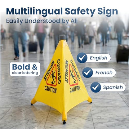 2 Pack Caution Wet Floor Signs, 20" Pop Up Slippery When Wet Sign - color: Yellow