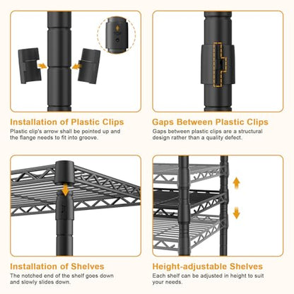 ULIFHOME F2C Clothes Rack with Cover, 47.2"W x 16.5"D x 78.3"H, Load 692lbs - color: Black Closet with Black Cover