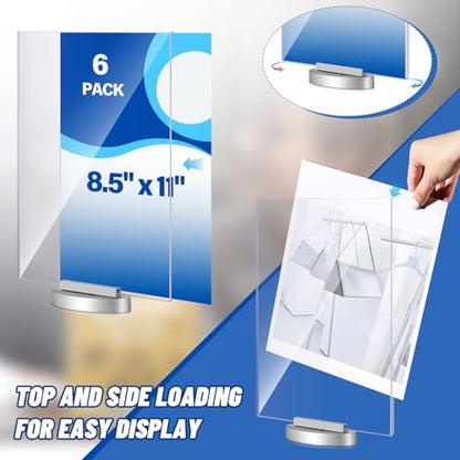 RattanView 6 Pcs Acrylic Rotating Sign Holder 8.5 x 12 x 2.5 Inches - size: 8.5 x 12 x 2.5 Inches