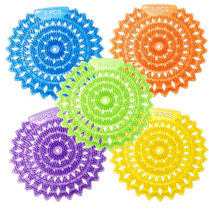 40 Packs Urinal screens deodorizer,3D anti-splash odor protection urinal cakes for men bathroom，toilet splash guard for men，five scents urinal mats (40)
