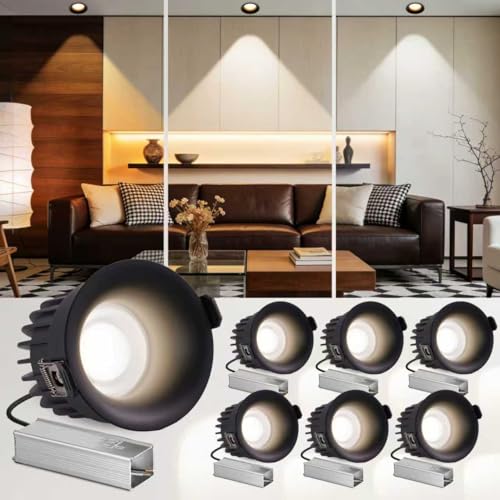 3 Inch LED Recessed Lights, Waterproof, Dimmable, 3CCT, CRI98 Ceiling Light - color: Black-Gray, size: 3 Inch-6 Pack