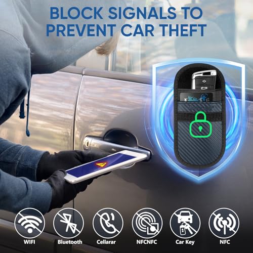 TICONN 2PK Faraday Bag for Car Key Fob, Anti-Theft NFC RFID Blocking Pouch - color: Navy, size: Small