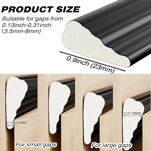 196" Black Wedge Weather Stripping Door Seal, Foam Door Gap Seal - color: Black, size: 196"