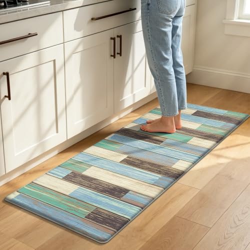 LOKHOM Kitchen Floor Mats, 24x59 Anti Fatigue Cushioned Runner Rug, Teal - color: Teal
