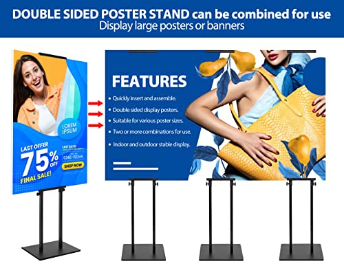 2Pack Poster Stand for Display, Heavy Duty Floor Standing Sign Holder, Double-Sided Poster Board Stand, Adjustable Height Up to 80 inch, Outdoor Banner Stand for Board & Foam Display, Black - size: 2 Pack Poster Stand