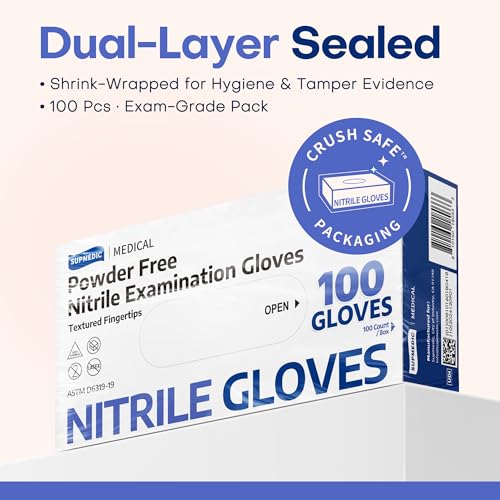 Supmedic Soft Max™ Nitrile Exam Gloves, Powder-Free Disposable Blue Iris - color: 1000 Medium (Blue Iris)