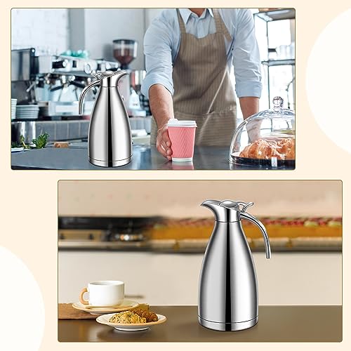 Uiifan 2 Pcs 68oz Thermal Coffee Carafe for Keeping Hot/Cold - color: Silver