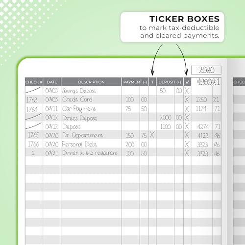 Clever Fox Check Register Book, Checkbook Ledger, 5.8x8.3 Green - color: Green, size: A5 (5.8'' x 8.3'')